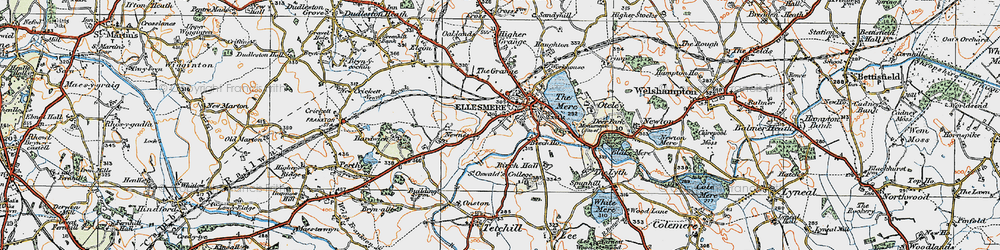 Old map of Ellesmere in 1921