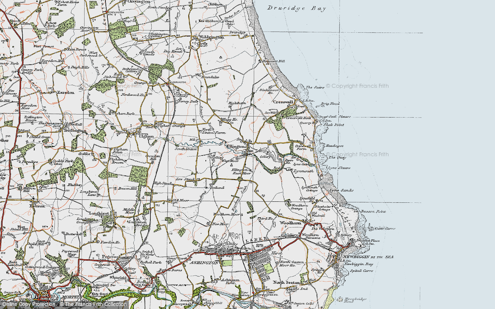 Old Map of Ellington, 1925 in 1925