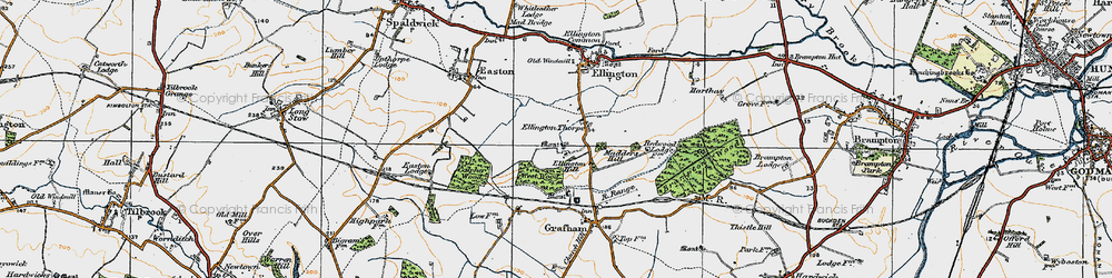 Old map of Ellington Thorpe in 1919
