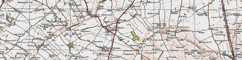 Old map of Elm Cross in 1919