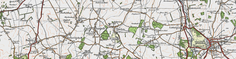 Old map of Elmdon in 1920