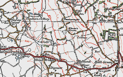 Old map of Elmers Green in 1923
