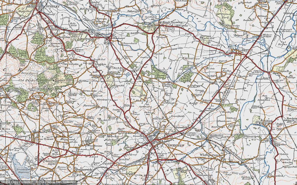 Old Map of Historic Map covering Tomhay Wood in 1921