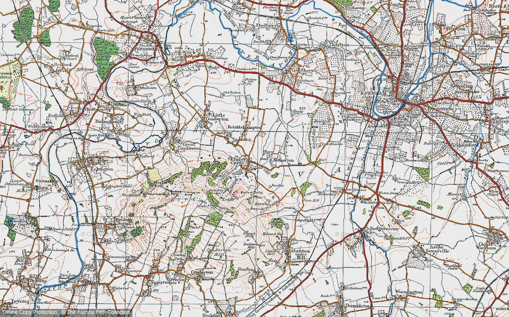 Old Map of Elmley Castle, 1919 in 1919