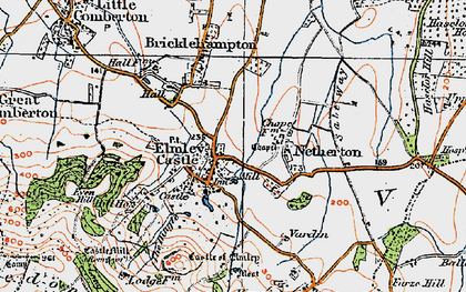 Old map of Elmley Castle in 1919
