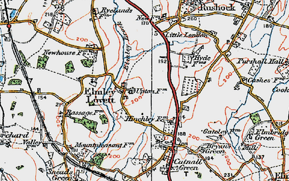 Old map of Elmley Lovett in 1920