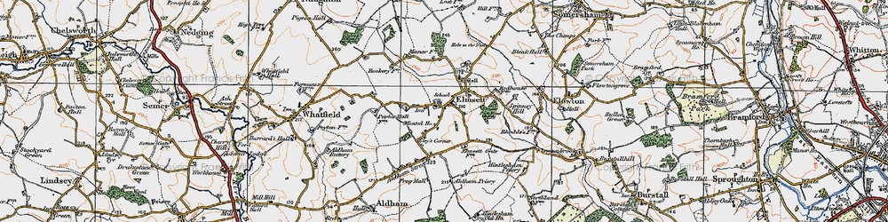 Old map of Aldham Priory in 1921