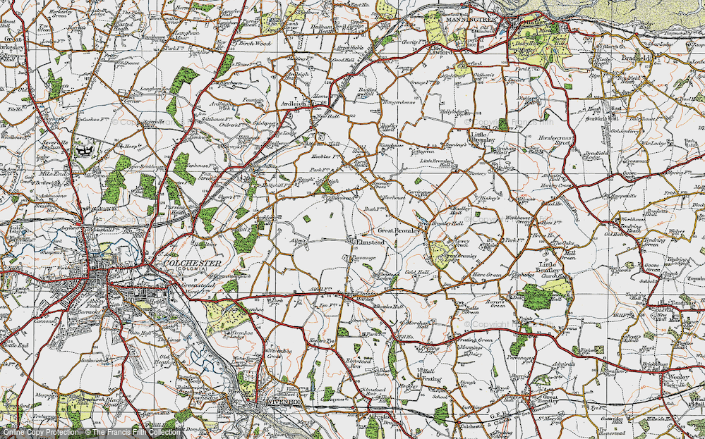 Old Map of Elmstead, 1921 in 1921