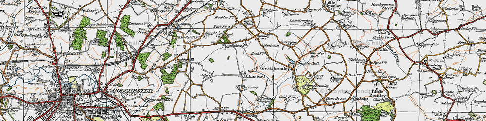 Old map of Elmstead in 1921