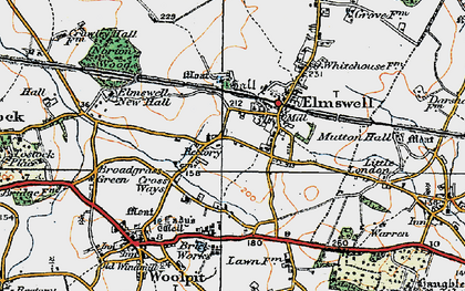 Old map of Elmswell in 1921
