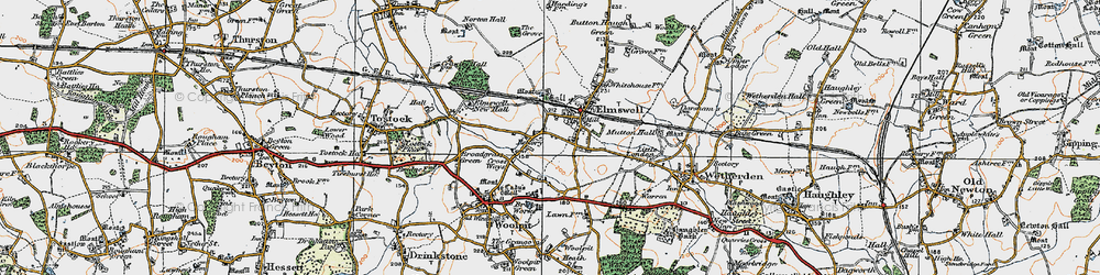 Old map of Elmswell in 1921