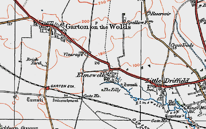 Old map of Elmswell in 1924