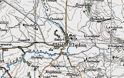 Old map of Elsdon in 1925