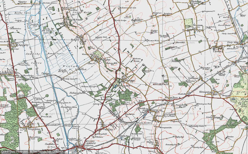 Old Map of Historic Map covering Wrawby Moor in 1923