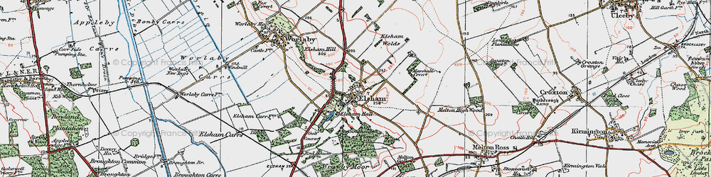 Old map of Elsham in 1923