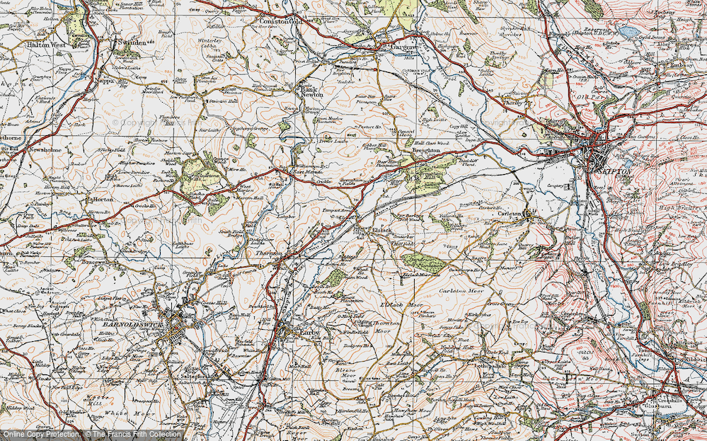 Old Map of Historic Map covering Burwen Cas in 1925