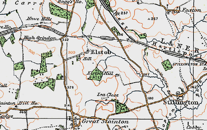 Old map of Elstob in 1925