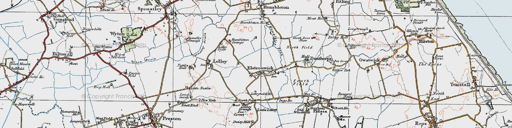 Old map of Lelley Grange in 1924