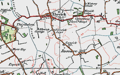 Old map of Elswick Leys in 1924