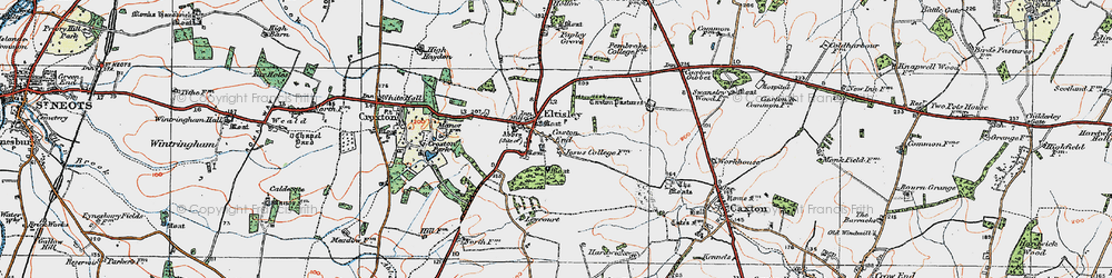 Old map of Eltisley in 1919