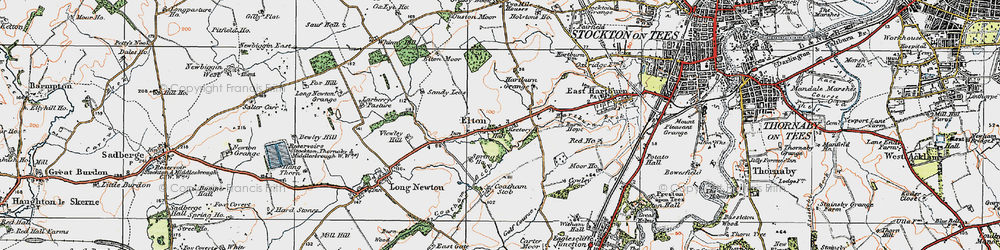 Old map of Elton in 1925