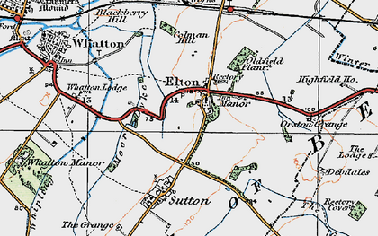 Old map of Elton on the Hill in 1921