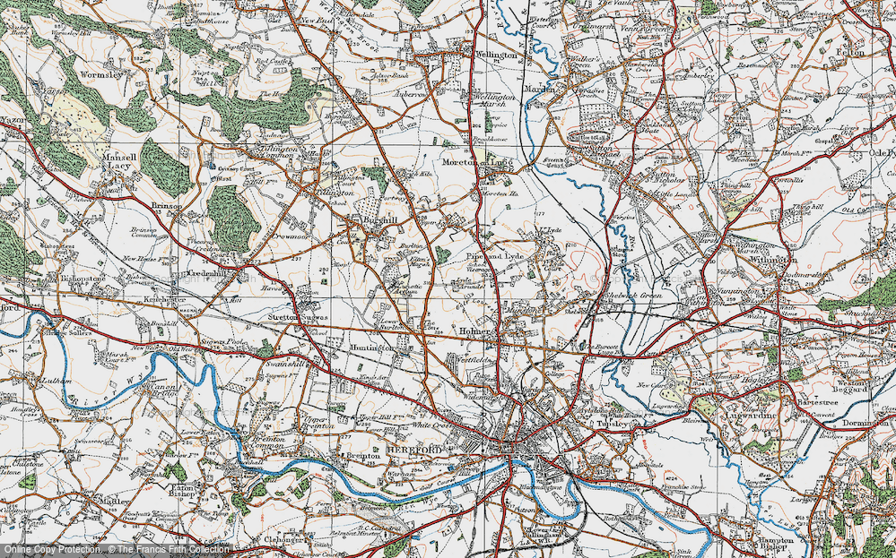 Old Map of Historic Map covering Herefordshire in 1920