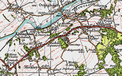 Old map of Eltringham in 1925