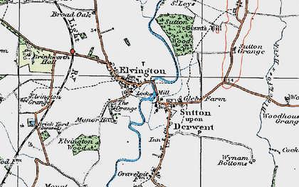 Old map of Elvington in 1924