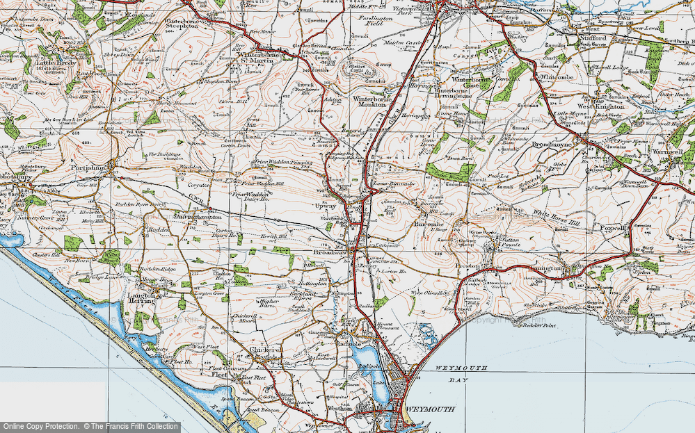 Old Map of Historic Map covering Lower Bincombe in 1919