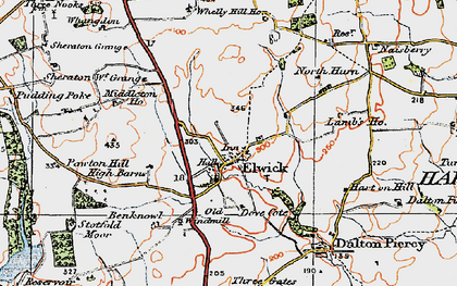 Old map of Elwick in 1925