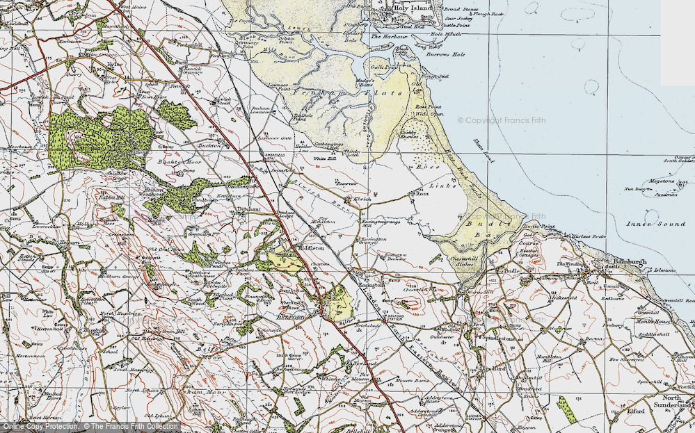 Old Map of Historic Map covering White Hill in 1926