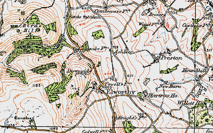 Old map of Elworthy in 1919