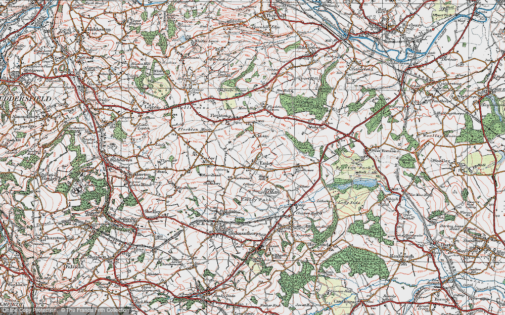 Old Map of Emley, 1924 in 1924