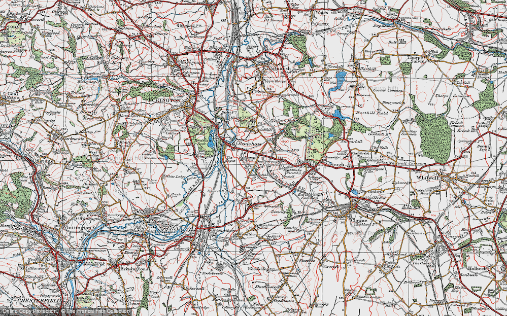 Old Map of Historic Map covering Barlborough Low Common in 1923