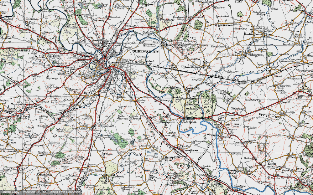 Old Map of Emstrey, 1921 in 1921