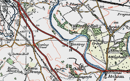 Old map of Emstrey in 1921