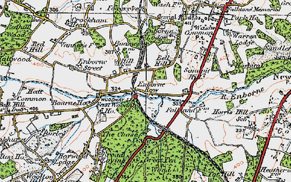Old map of Enborne Row in 1919