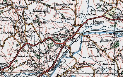 Old map of Endon in 1921
