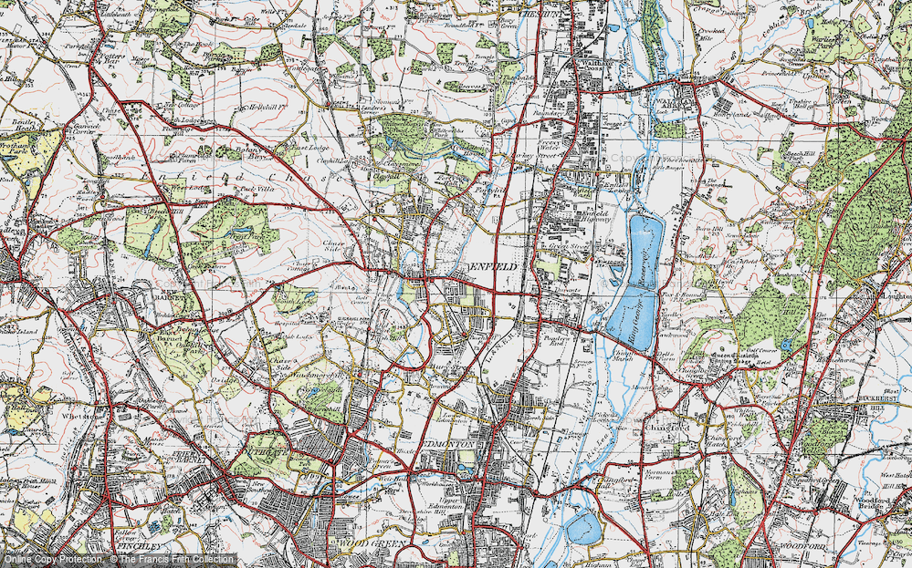Old Map of Enfield, 1920 in 1920