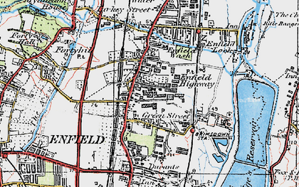 Old map of Enfield Highway in 1920