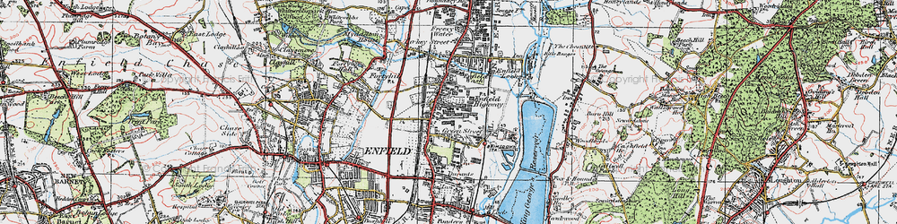 Old map of Enfield Highway in 1920