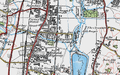 Old map of Enfield Lock in 1920
