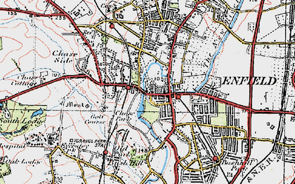 Old map of Enfield Town in 1920