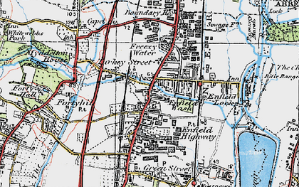 Old map of Enfield Wash in 1920