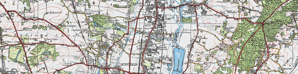 Old map of Enfield Wash in 1920