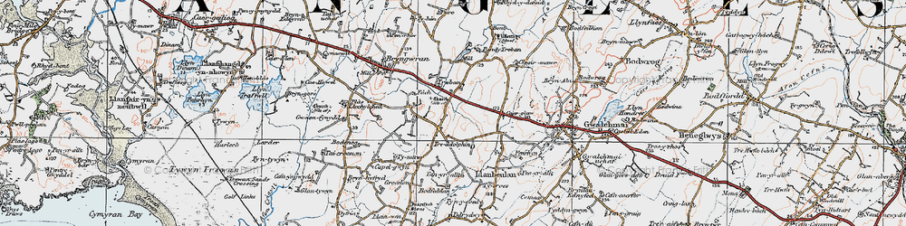 Old map of Bodfeddan in 1922