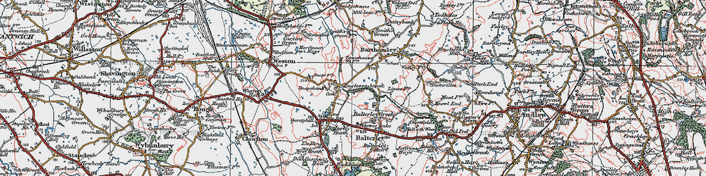 Old map of Englesea-brook in 1921