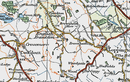 Old map of Brownheath Moss in 1921