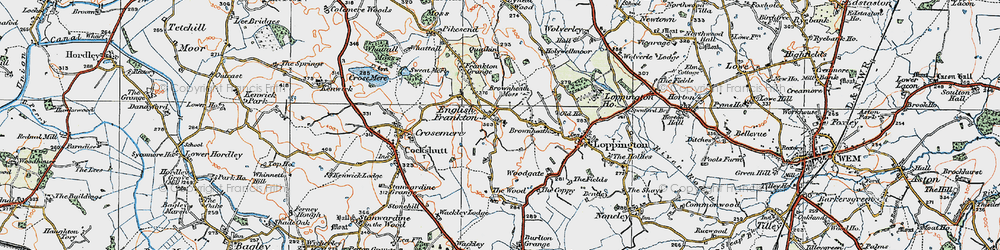 Old map of Brownheath Moss in 1921